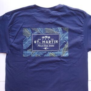 Vintage St Martin French West Indies T Shirt Sz L Hanes Cotton Tommy's Graphic